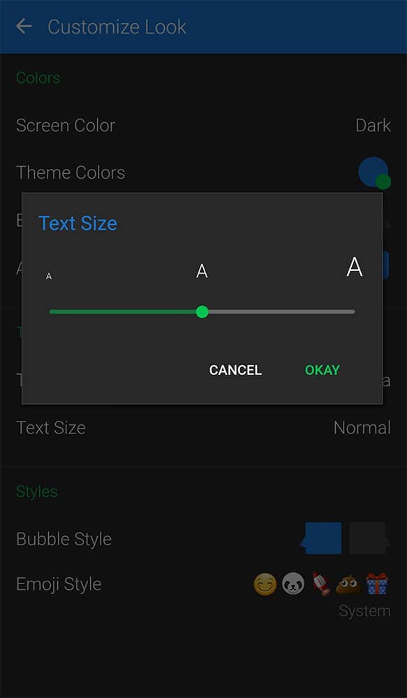 textra text size | | Textra SMS app