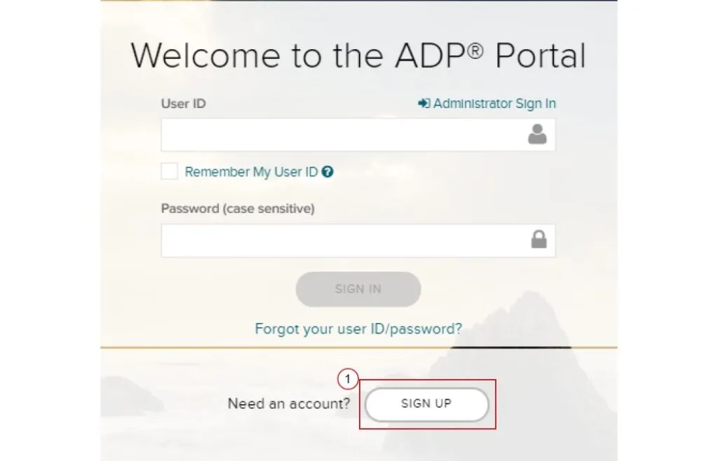 ADP Portal signup
